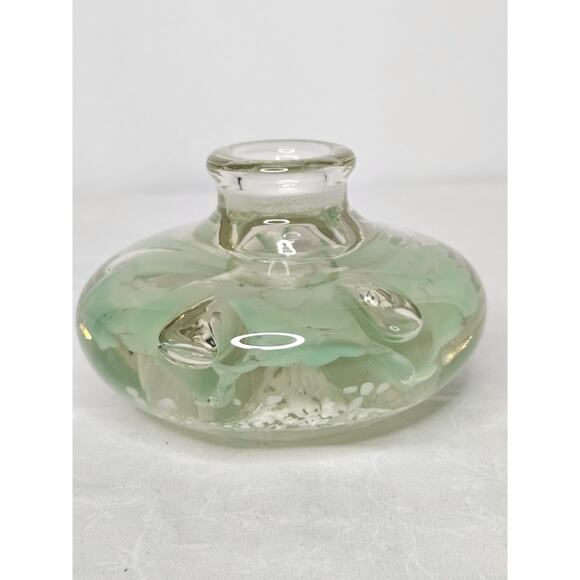 Vintage Glass Candle Holder Flower Claire Paper Weight Mid Century Glass Art - Picture 3 of 8
